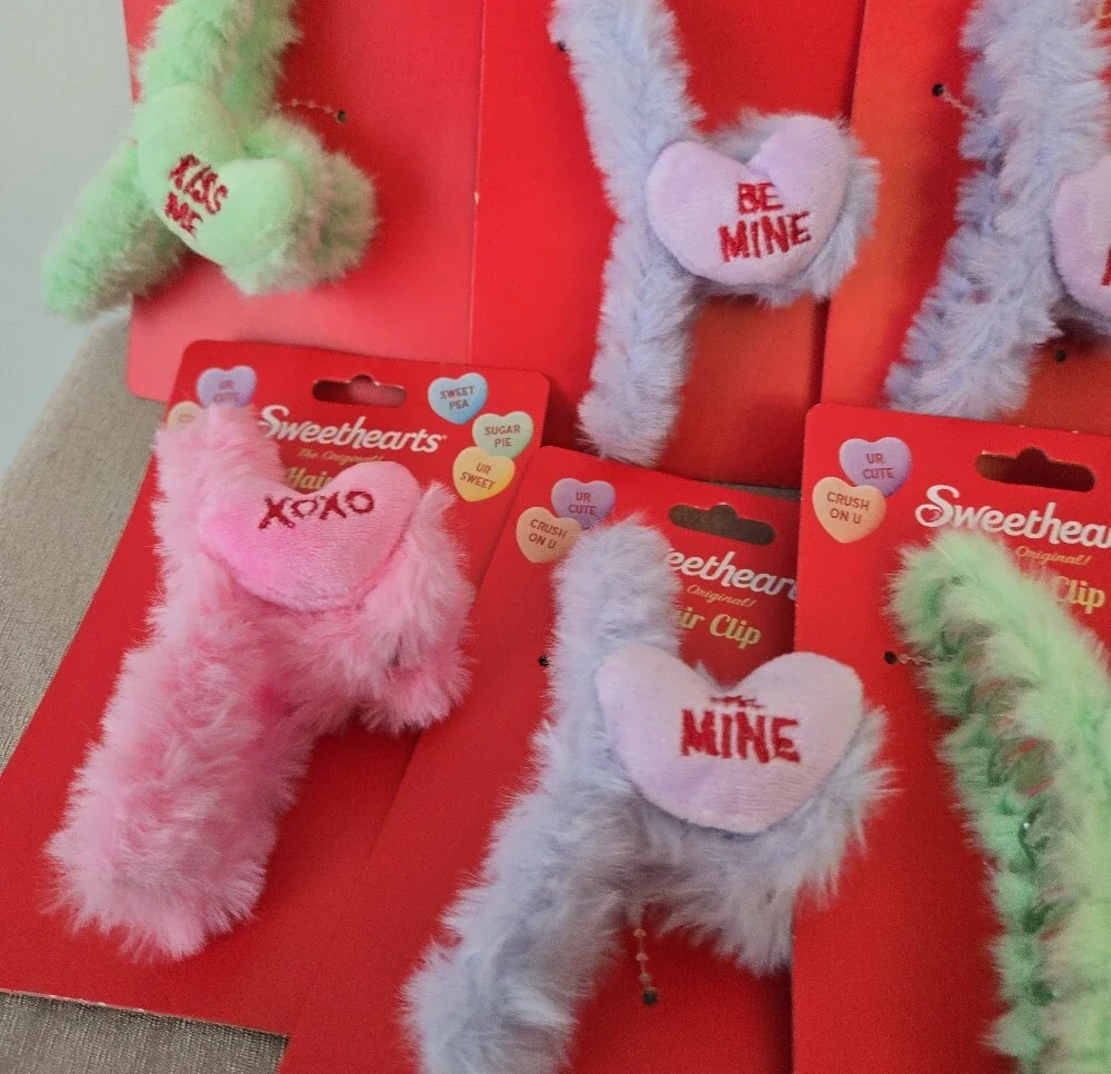 Sweethearts Plush Hair Clip Bundle (9 Pack) – Valentine Hearts Collection